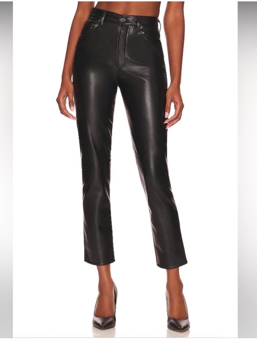 Agolde Recycled Leather Riley Long Pants in Detox Black
